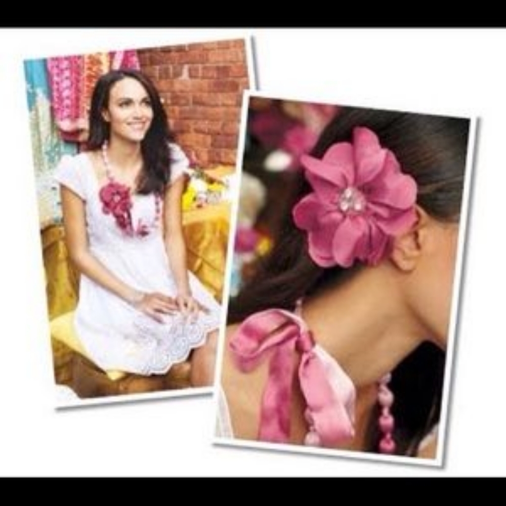 Stella & Dot Uma Pink Silk Flower Brooch or Hair!